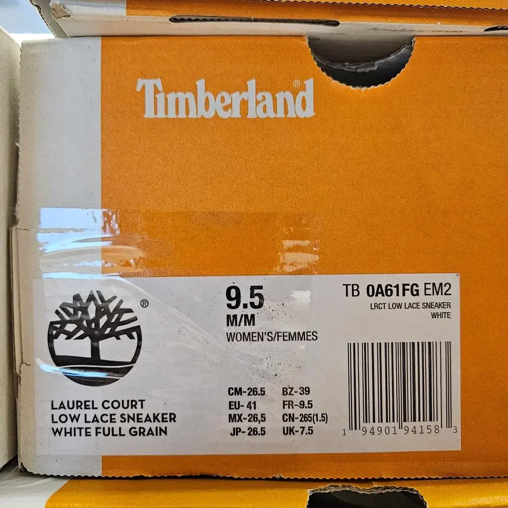 TIMBERLAND WOMEN'S 9.5 LAUREL COURT LOW LACE SNKR WHT FULL GRAIN NIB